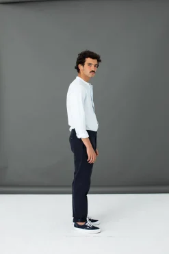 Drapeau Noir Chino Twill Italien - Coupe ajustée Marine Hot