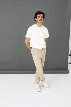 Drapeau Noir Chino Militaire à Pince Beige Sale