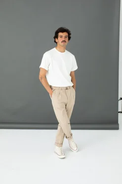 Drapeau Noir Chino Militaire à Pince Beige Sale