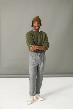 Drapeau Noir City Pant Flanelle Gris Clair Light Grey New