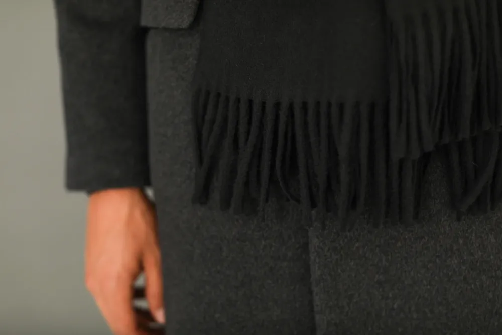 Drapeau Noir Echarpe Oversize Lambswool e Noir Discount