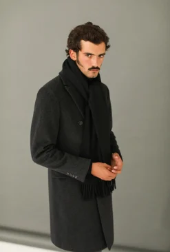 Drapeau Noir Echarpe Oversize Lambswool e Noir Discount