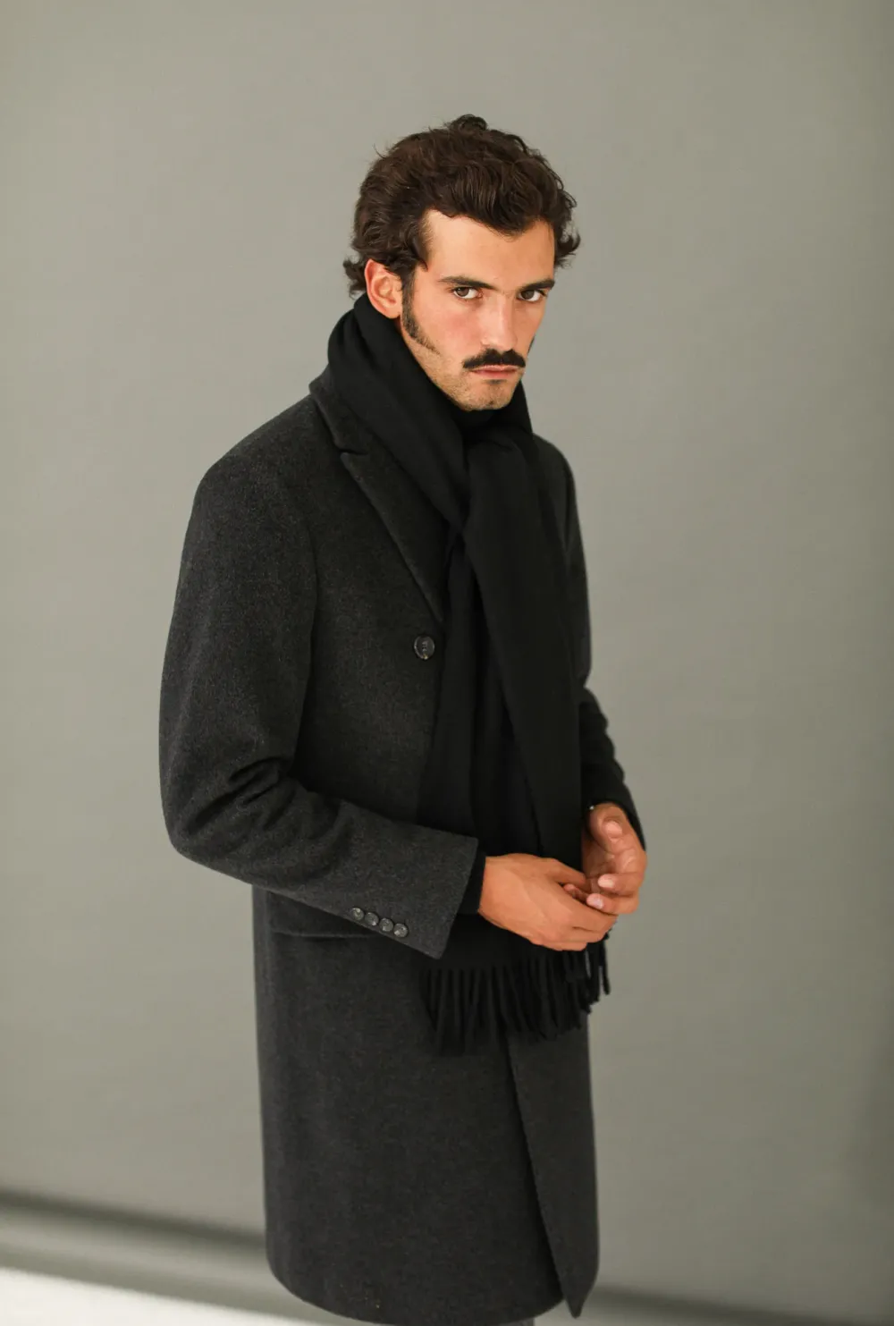 Drapeau Noir Echarpe Oversize Lambswool e Noir Discount