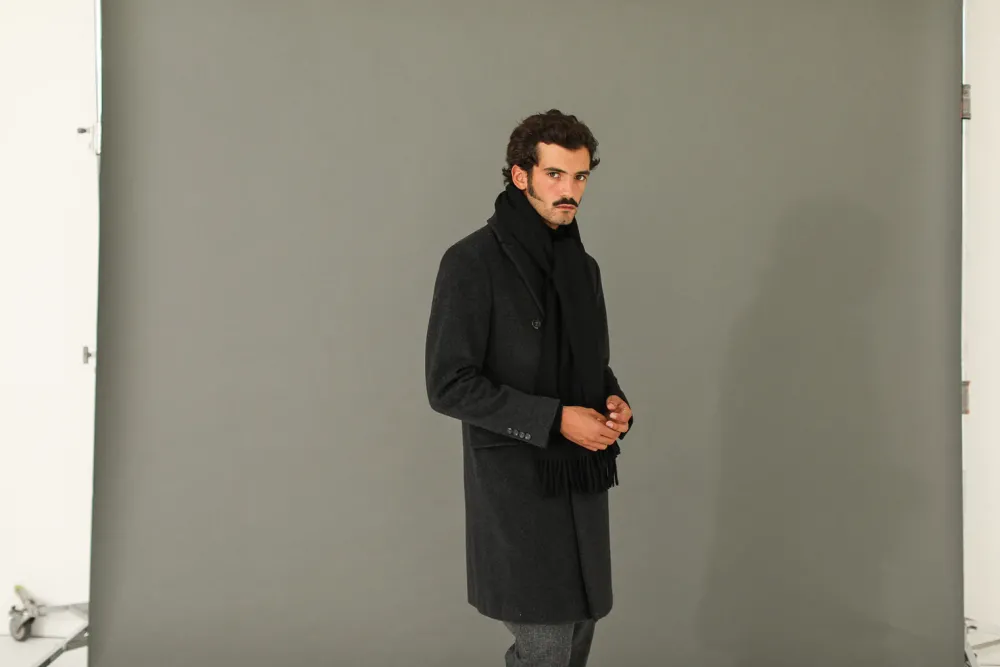 Drapeau Noir Echarpe Oversize Lambswool e Noir Discount