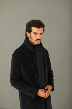 Drapeau Noir Echarpe Oversize Lambswool Marine Navy Clearance