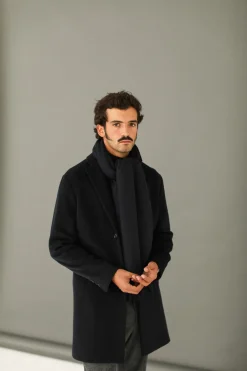 Drapeau Noir Echarpe Oversize Lambswool Marine Navy Clearance