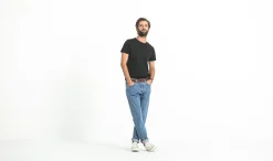 Drapeau Noir Jean Kurabo Selvedge Bleached Tapered Light Blue Shop