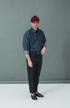Drapeau Noir Jean Selvedge - Athletic Fit Noir Cheap