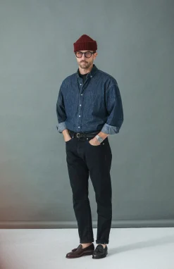 Drapeau Noir Jean Selvedge - Tapered Fit Noir Clearance