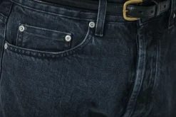 Drapeau Noir Jean Selvedge Noir Stonewash - Athletic Fit Flash Sale