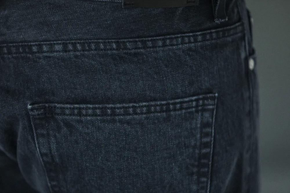Drapeau Noir Jean Selvedge Noir Stonewash - Athletic Fit Flash Sale