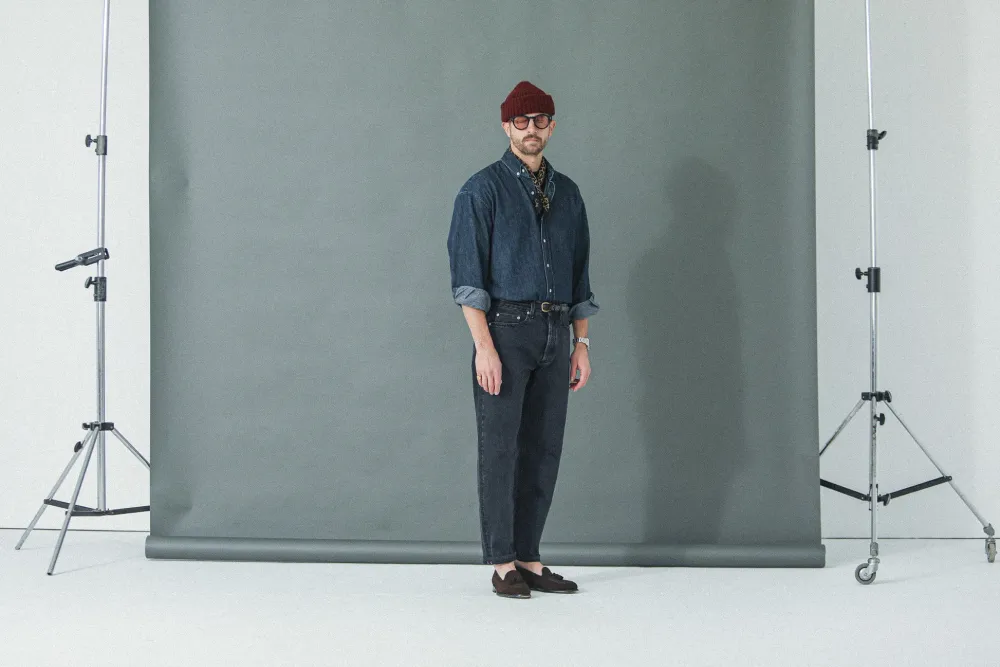 Drapeau Noir Jean Selvedge Noir Stonewash - Athletic Fit Flash Sale