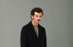Drapeau Noir Manteau Confort Laine & Cachemire Noir Black Best