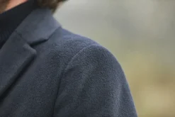 Drapeau Noir Manteau Long Laine & Cachemire Navy Discount