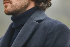 Drapeau Noir Manteau Long Laine & Cachemire Navy Discount
