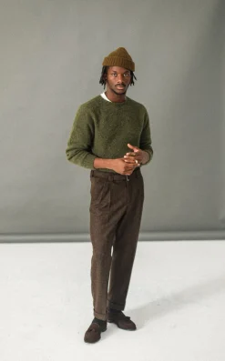 Drapeau Noir Pantalon à double pince - Chevrons Marron Sale
