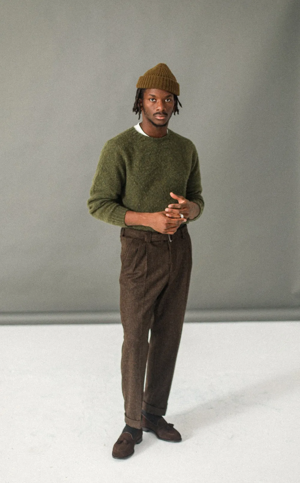 Drapeau Noir Pantalon à double pince - Chevrons Marron Sale