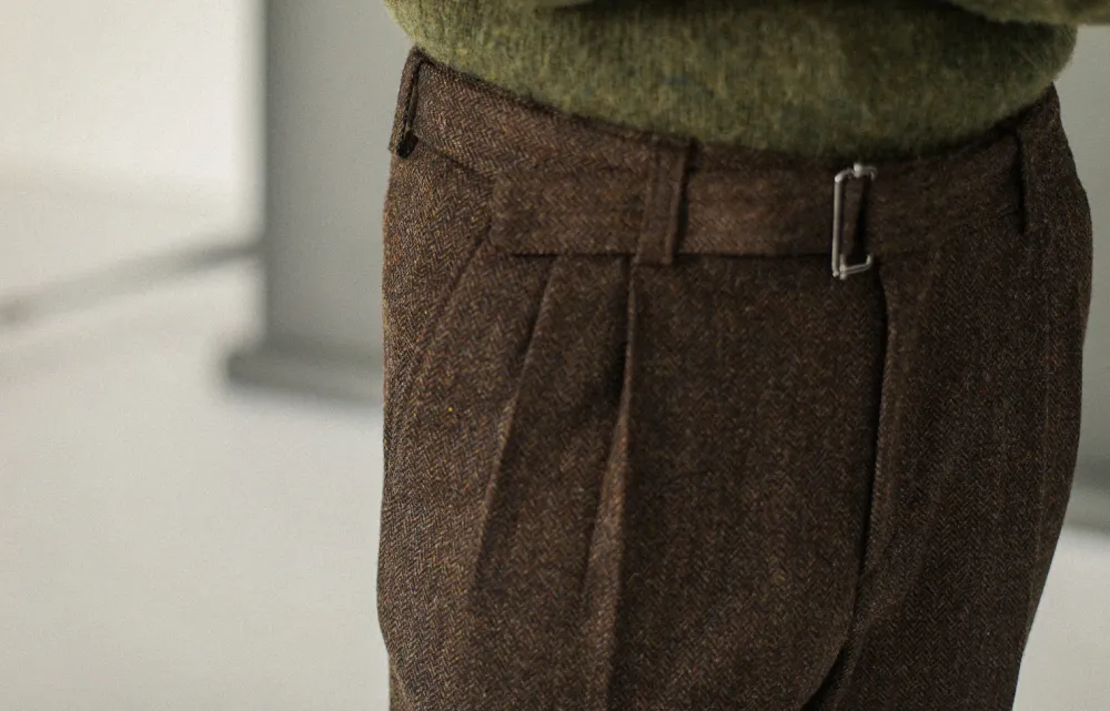 Drapeau Noir Pantalon à double pince - Chevrons Marron Sale