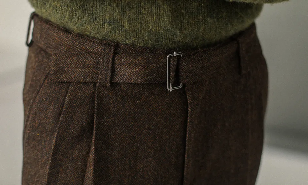 Drapeau Noir Pantalon à double pince - Chevrons Marron Sale