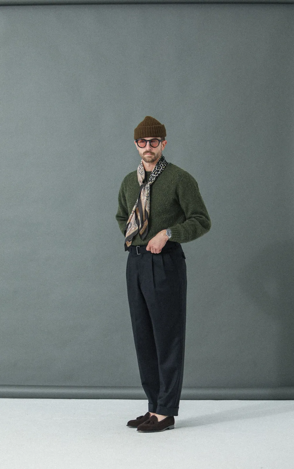 Drapeau Noir Pantalon Double Pince Flanelle - Coupe Balloon Navy Outlet