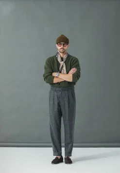 Drapeau Noir Pantalon Double Pince Flanelle - Coupe Balloon Gris Store