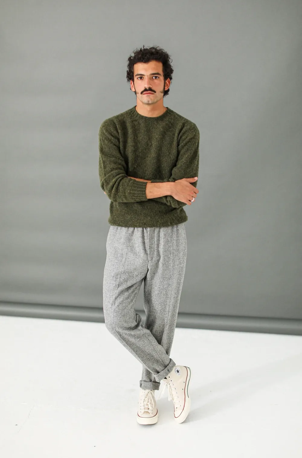 Drapeau Noir Pantalon Elegant Flanelle Gris Clair Light Grey Sale