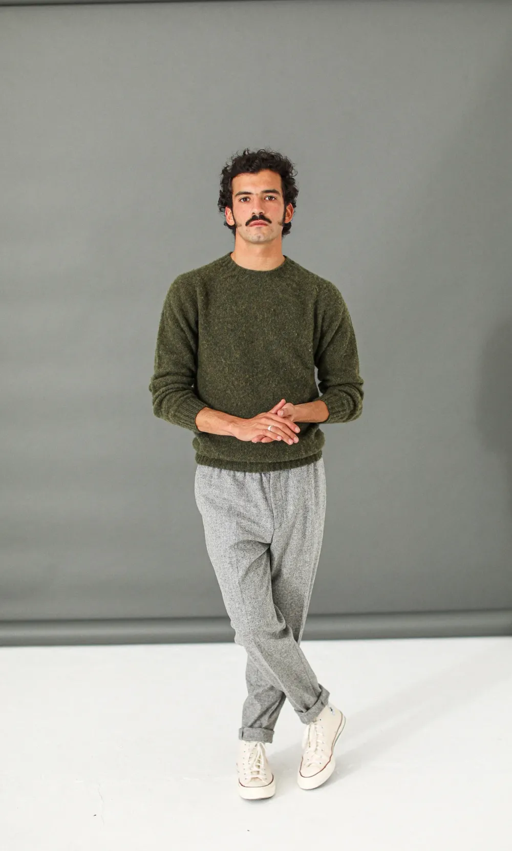 Drapeau Noir Pantalon Elegant Flanelle Gris Clair Light Grey Sale