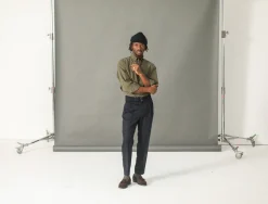 Drapeau Noir Pantalon Flanelle à double pinces - Marine Navy Hot
