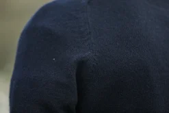 Drapeau Noir Pull Col Rond Lambswool Marine Navy New