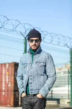 Drapeau Noir Pull Col Roulé Laine d'Agneau Vert Store