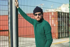 Drapeau Noir Pull Col Roulé Laine d'Agneau Vert Store