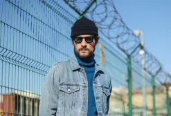 Drapeau Noir Pull Col Roulé Laine d'Agneau Bleu Bleu Électrique Fashion