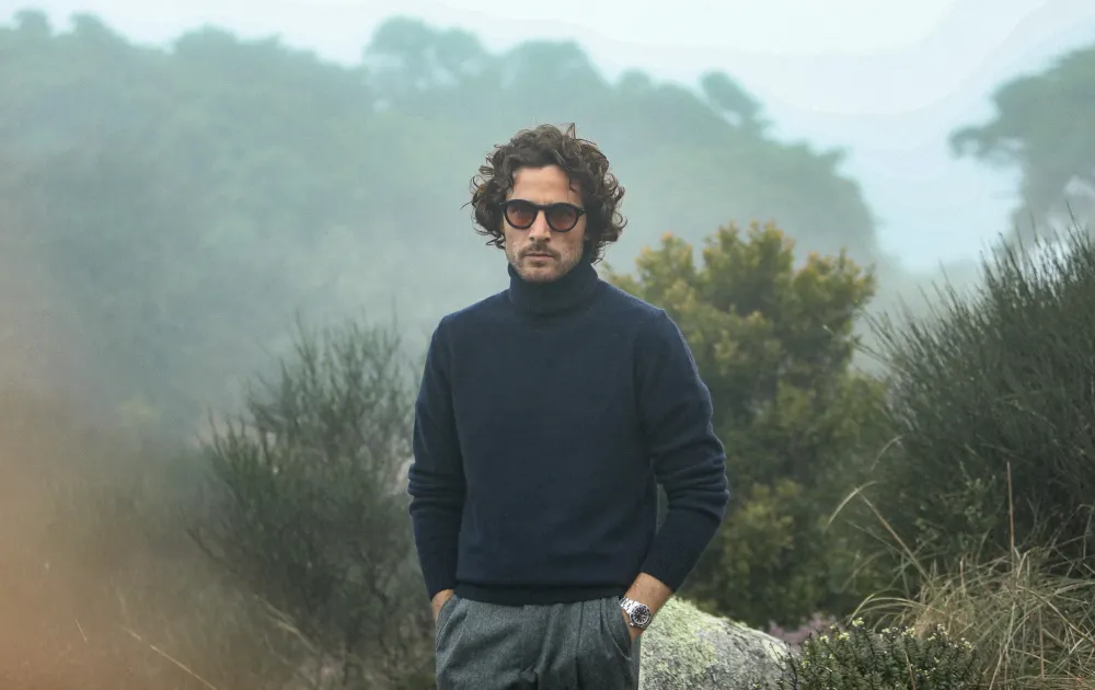Drapeau Noir Pull Col Roulé Pure Laine Marine Navy Flash Sale