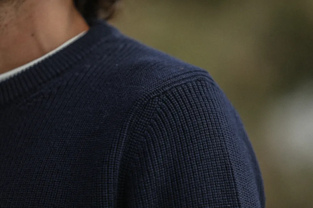 Drapeau Noir Pull Fisherman Lambswool Navy Hot