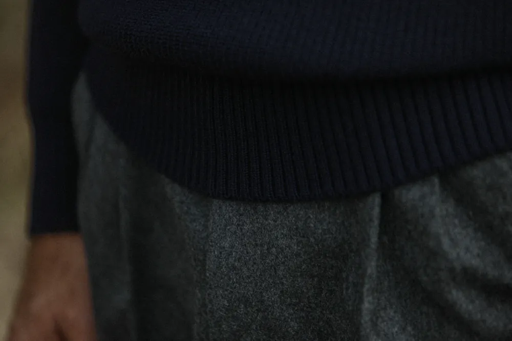 Drapeau Noir Pull Fisherman Lambswool Navy Hot