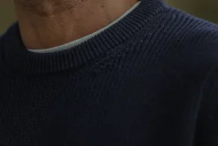 Drapeau Noir Pull Fisherman Lambswool Navy Hot