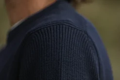 Drapeau Noir Pull Fisherman Lambswool Navy Hot