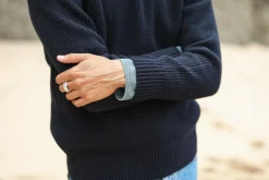 Drapeau Noir Pull Militaire Lambswool Navy Flash Sale