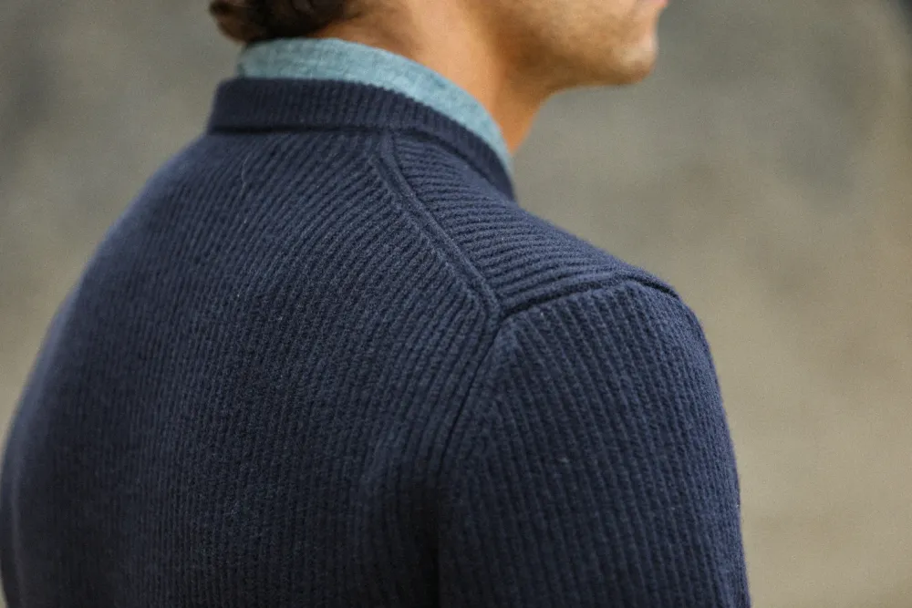 Drapeau Noir Pull Militaire Lambswool Navy Flash Sale