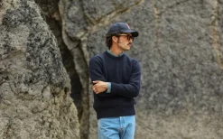 Drapeau Noir Pull Militaire Lambswool Navy Flash Sale
