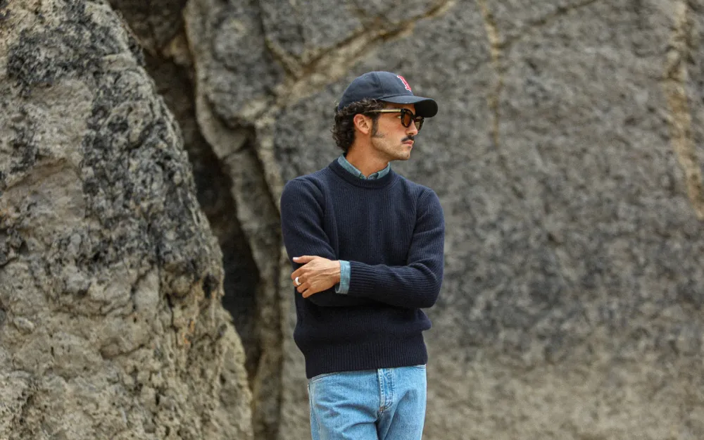 Drapeau Noir Pull Militaire Lambswool Navy Flash Sale