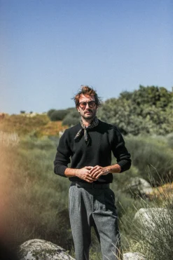 Drapeau Noir Pull Militaire Lambswool Noir Black Best Sale