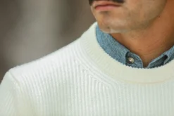Drapeau Noir Pull Militaire Lambswool Crème Discount