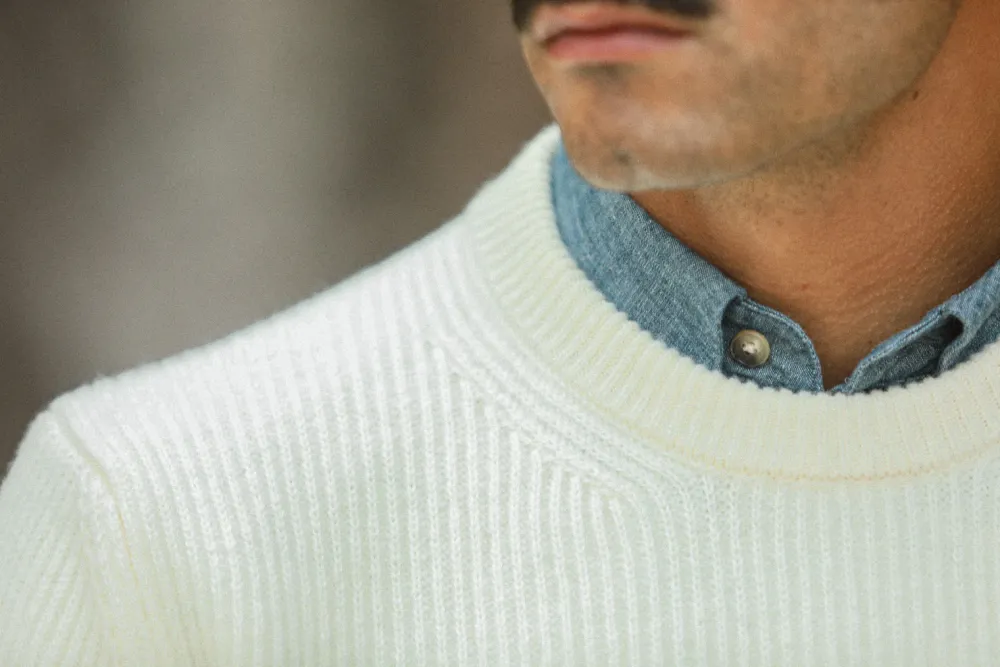 Drapeau Noir Pull Militaire Lambswool Crème Discount
