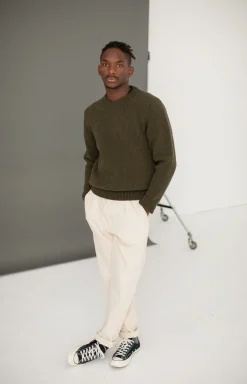 Drapeau Noir Pull Militaire Lambswool Khaki Hot