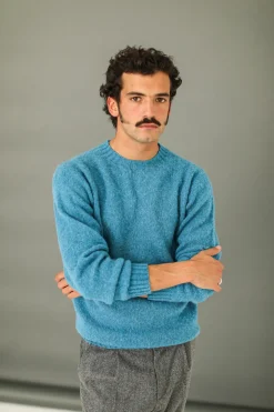 Drapeau Noir Pull Shetland "Shaggy" Bleu Blue Best