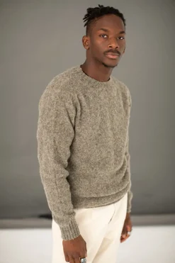 Drapeau Noir Pull Shetland "Shaggy" Gris Light Grey Online