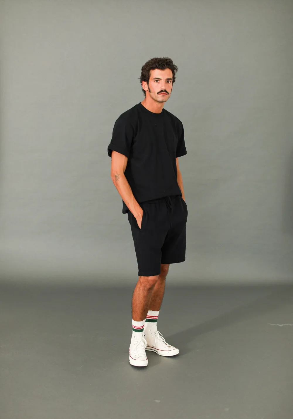 Drapeau Noir Short Molleton Vintage Noir Best Sale