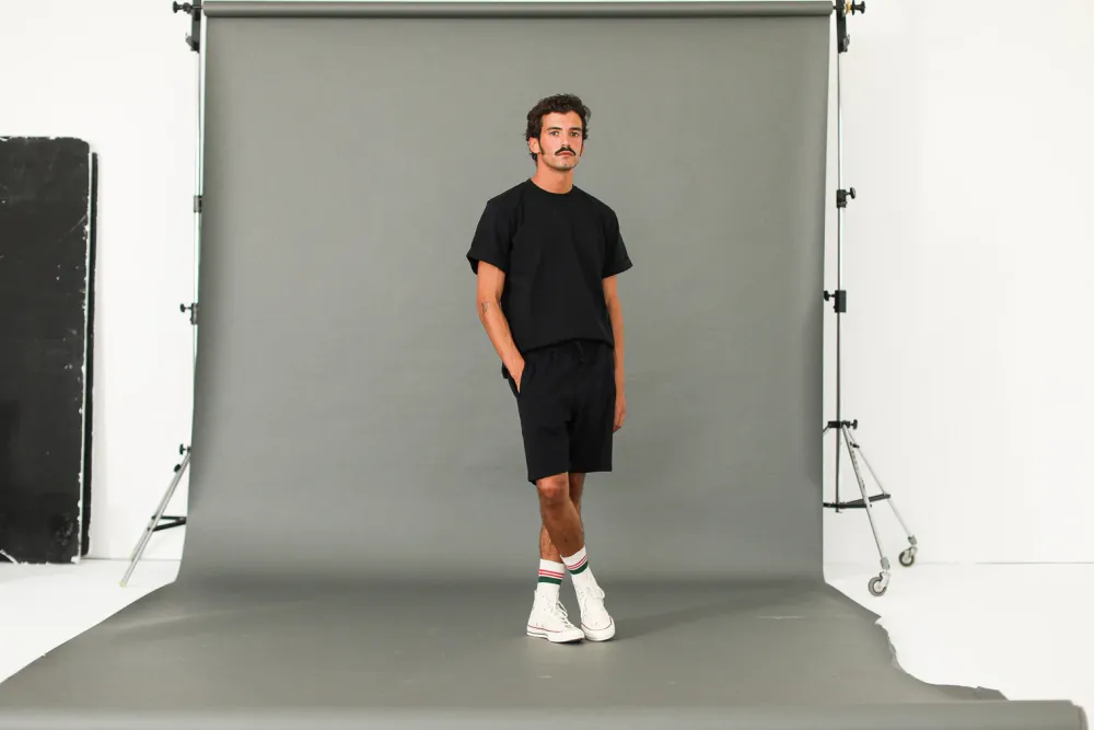Drapeau Noir Short Molleton Vintage Noir Best Sale