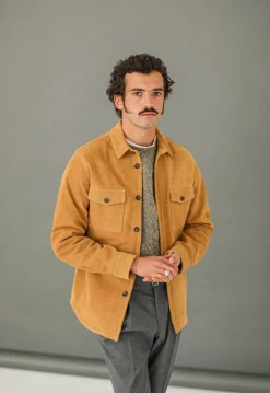 Drapeau Noir Surchemise Cuir Suédé Camel Clearance